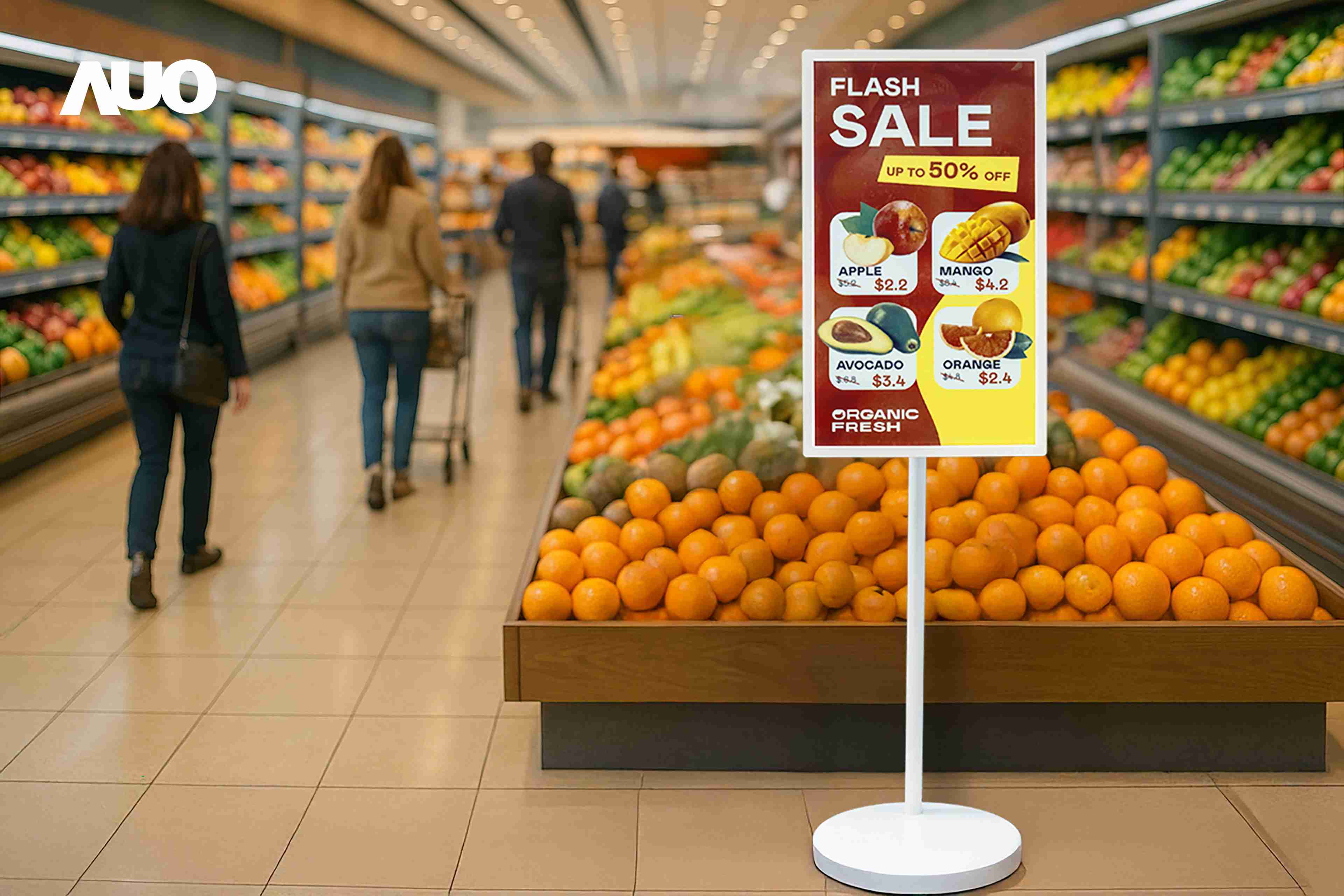 达擎首亮相低功耗、、、全彩的〝aecoPost电子纸解决方案〞，，，仅在更新画面时需要微量的电力驱动，，无需布建电线的便捷设计，，，，使其可灵活应用、、、、随意置放，，，，并可透过云端或行动装置app，，轻松管理及排程广告内容，，晋升店头营销利器。。。。